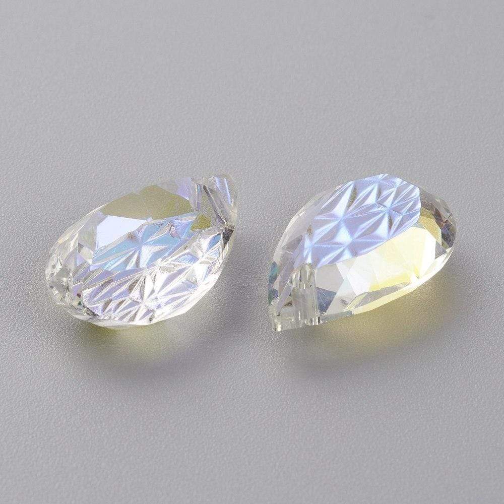 Glas Dråber Med Krystal Look, 19x12x6mm - Uniq Perler - 0000006219