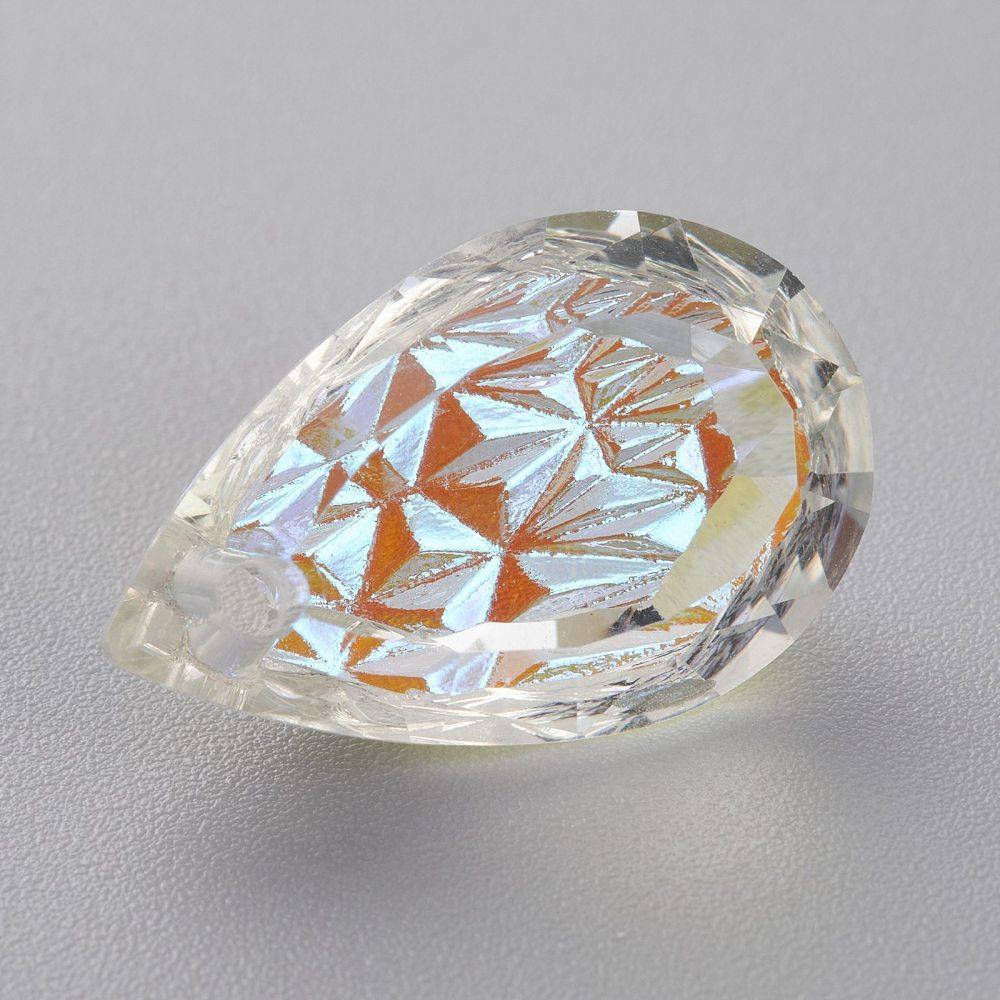 Glas Dråber Med Krystal Look, 19x12x6mm - Uniq Perler - 0000006219