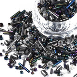 Glas Perle Mix, Rørperler, Seed Beads M.M. Sort/Grå, 1 - 5mm - Uniq Perler - 1110393938