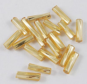 Glass Tube Beads, Gold, 6x1.8mm, 20g - Uniq Perler - 0000009642