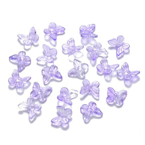 Glas Sommerfugle - Lilla (9,5x11mm), 10 Stk - Uniq Perler - 0000003518
