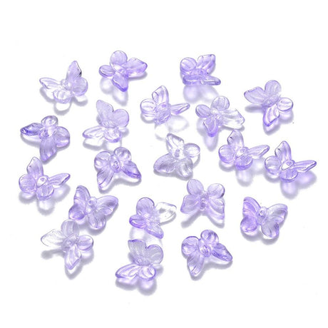 Glas Sommerfugle - Lilla (9,5x11mm), 10 Stk - Uniq Perler - 0000003518