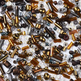Glasperle Mix, Gylden/Bronze, Rørperler Og Seed Beads M.M, 1 - 5mm - Uniq Perler - 0000009113