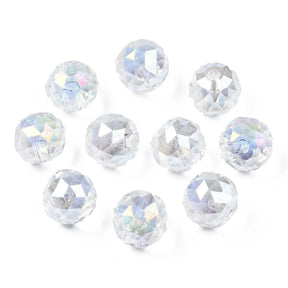 Glasperler, Klar, Topboret/Anboret, Facetteret, (12,5mm, 6 Stk) - Uniq Perler - 28484282