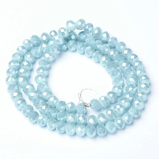 Glasperler, Lys Blå, Elektroplatede, (4x3mm) - Uniq Perler - 125009
