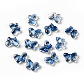 Glasperlen Schmetterling – Transparent Blau (10x14,5x4mm, 10 Stk) - Uniq Perler - 828478