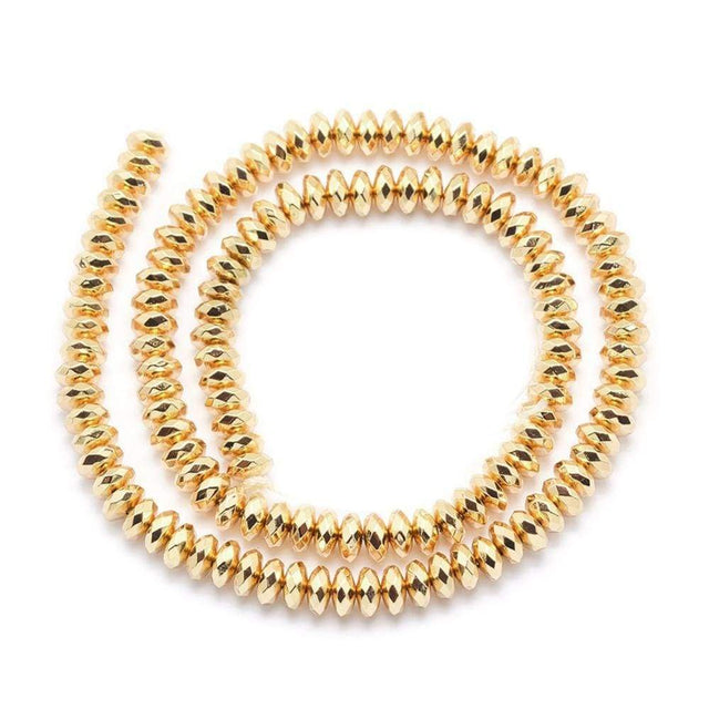 Hæmatit – Langtidsholdbar Forgyldning, Rondel (4x2mm) - Uniq Perler - 567847