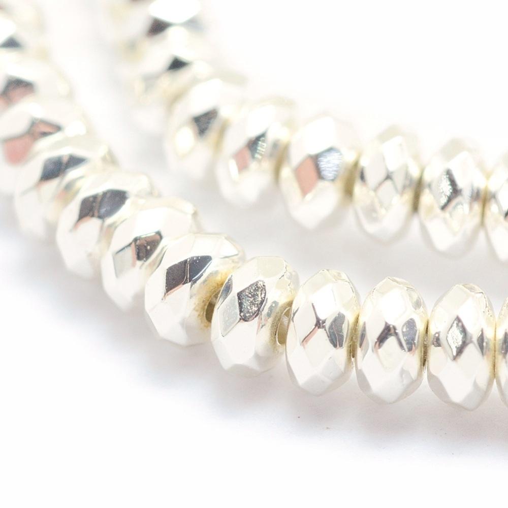 Hæmatit – Langtidsholdbar Forsølvning, Rondel (4x2mm) - Uniq Perler - 199954