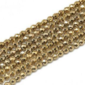 Hematit Pärlor – Förgylld, Facetterade (2 - 2,5mm) - Uniq Perler - 137809