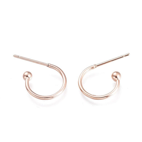 Halv Creoler Med Ball - Stål, Rosa Guld (13x15mm) - Uniq Perler - 0000005594