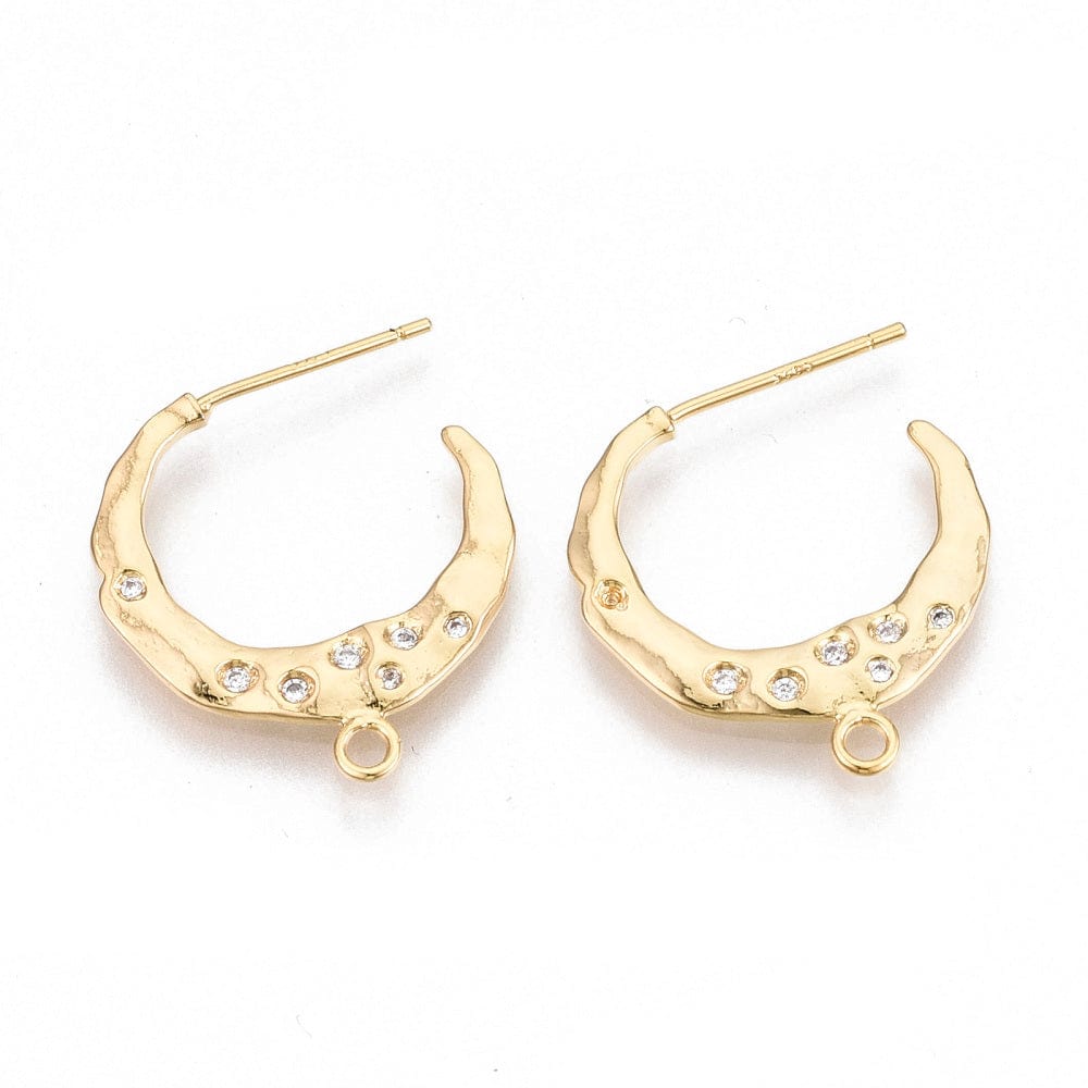 Halv Creoler Med Zirkonia, 18K Forgyldt Messing, 21x20mm - Uniq Perler - 00894612321