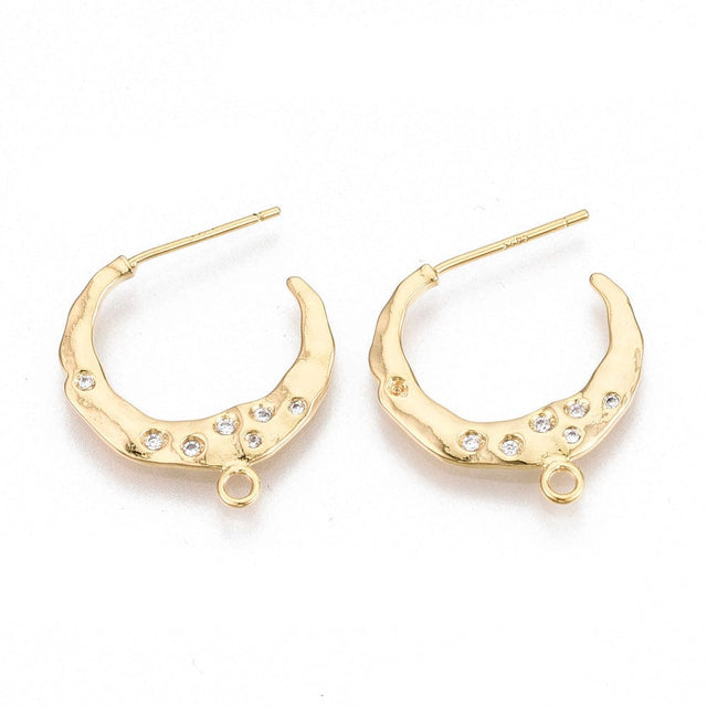 Halv Creoler Med Zirkonia, 18K Forgyldt Messing, 21x20mm - Uniq Perler - 00894612321