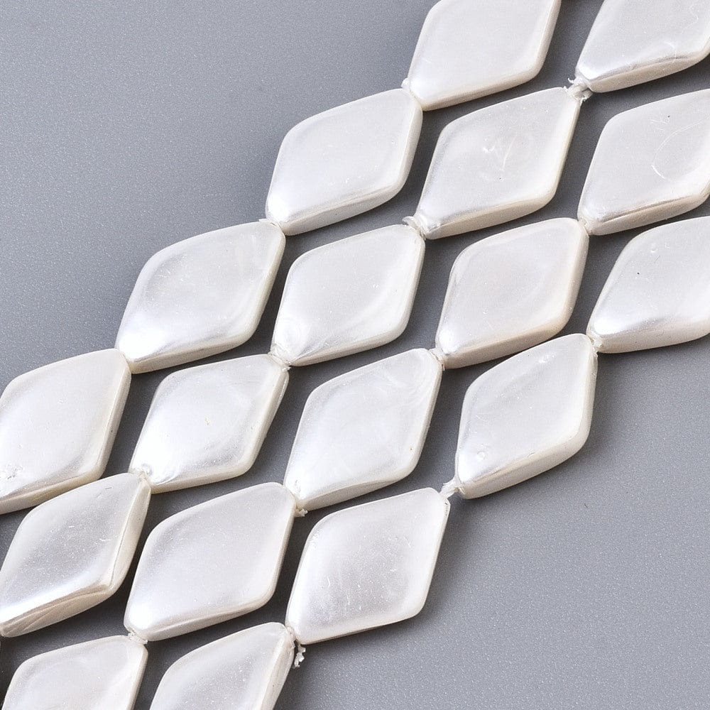 Harlekin Shell Perler, Blank Hvid, 13x9mm - Uniq Perler - 102894