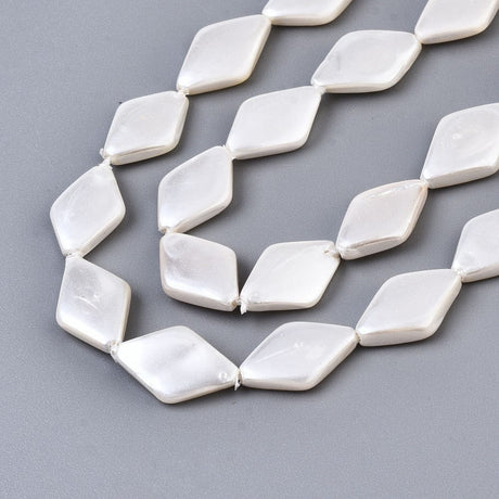 Harlekin Shell Perler, Blank Hvid, 13x9mm - Uniq Perler - 102894