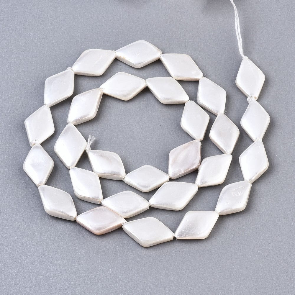 Harlekin Shell Perler, Blank Hvid, 13x9mm - Uniq Perler - 102894