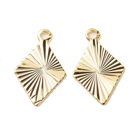 Harlekin Vedhæng Med Rillet Mønster, 24K Langtidsholdbar Forgyldning, (8x13mm), 10 Stk - Uniq Perler - 0000009786