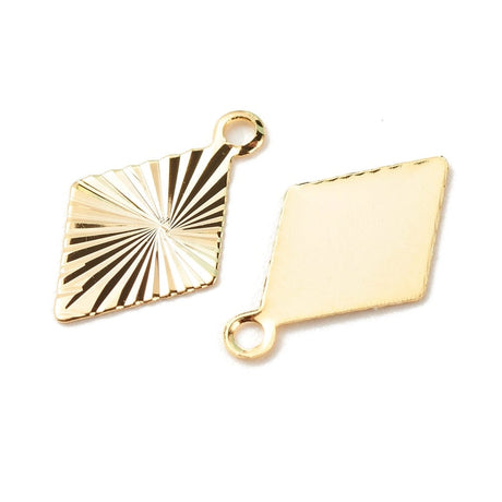 Harlekin Vedhæng Med Rillet Mønster, 24K Langtidsholdbar Forgyldning, (8x13mm), 10 Stk - Uniq Perler - 0000009786