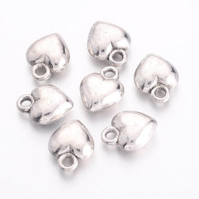 Heart Pendant, Antique Silver-plated, (15mm) - Uniq Perler - 491572
