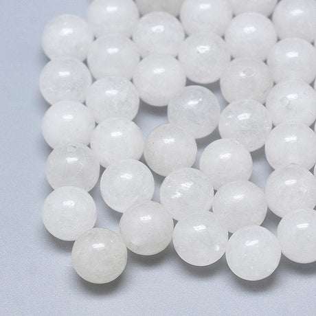 Hvid Jade, Topboret/Anboret, 8mm - Uniq Perler - 891394