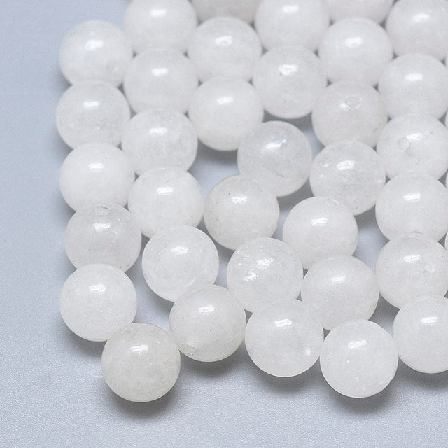 Hvid Jade, Topboret/Anboret, 8mm - Uniq Perler - 891394