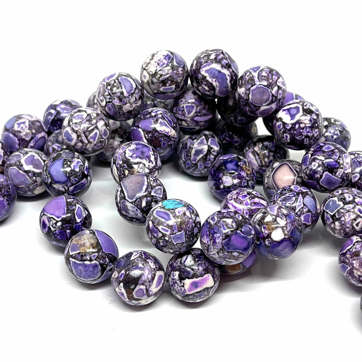 Julia Ass. perler og sten 12 mm mønstret syntetisk turkis perler