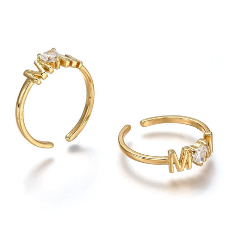 Justerbar Mom Ring Med Klare Zirkonia Sten - Uniq Perler - 36795335