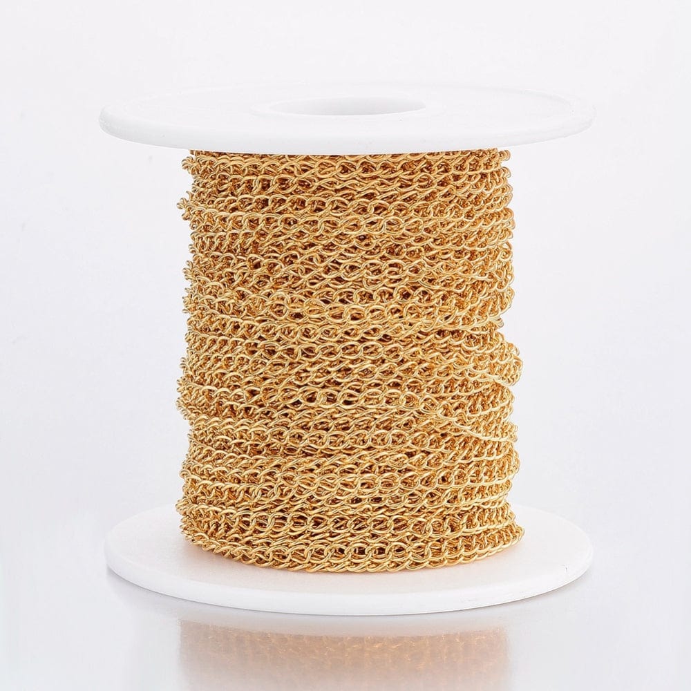 Kæde, Forgyldt Stål, 3,5x2,5x0,5mm - Uniq Perler - 947321