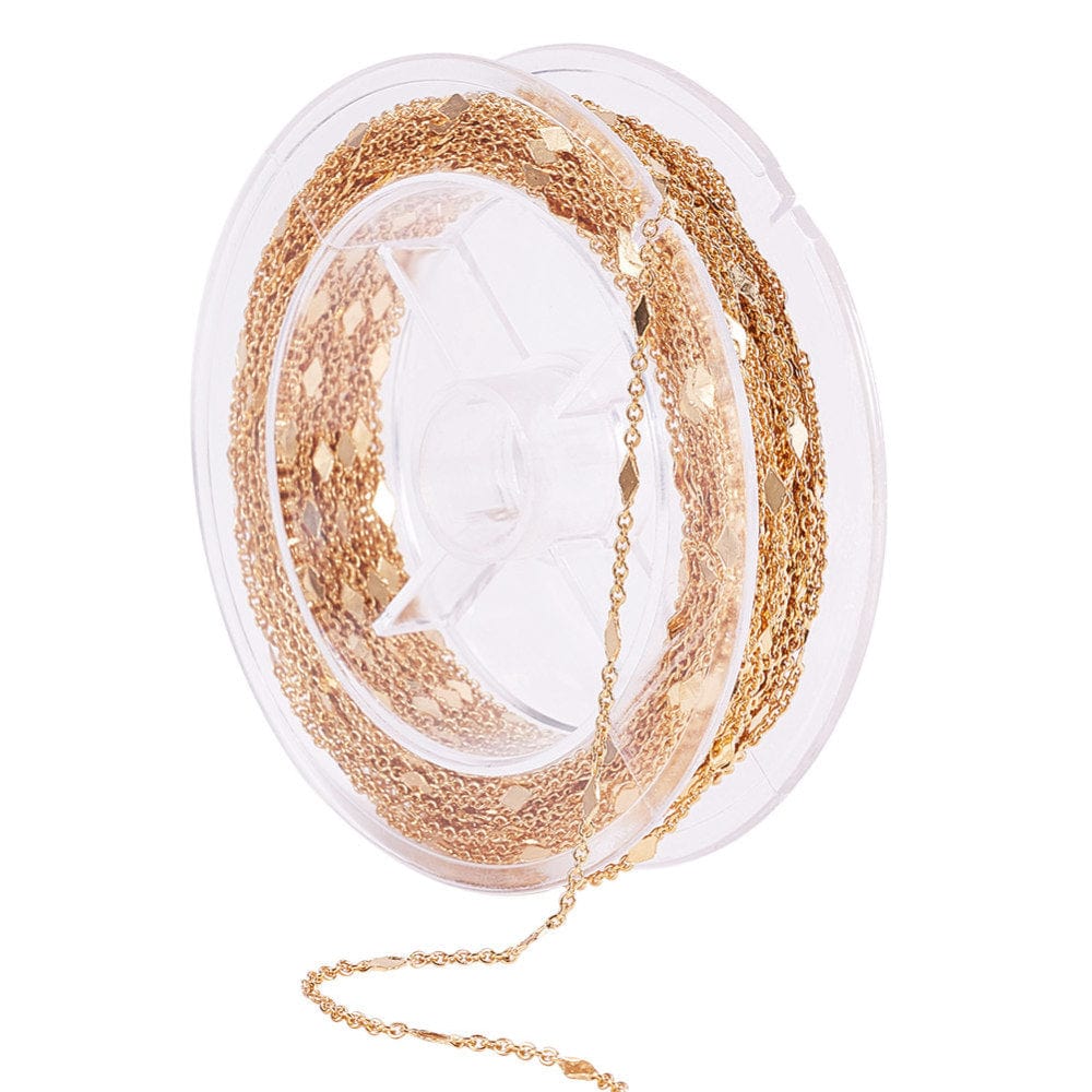 Kæde Med Harlekin Mønster – 18K Forgyldt (1,5x1x0,3mm) - Uniq Perler - 10994