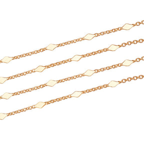 Kæde Med Harlekin Mønster – 18K Forgyldt (1,5x1x0,3mm) - Uniq Perler - 10994