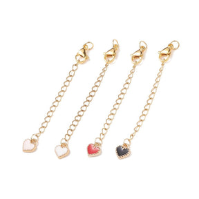 Chain Extender With Enamel Hearts, 4 Pieces - Uniq Perler - 209387445673917141661851, 209387445673917106449856,