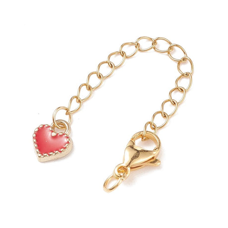 Kædeforlænger Med Emalje Hjerter, 4 Stk - Uniq Perler - 209387445673917141661851, 209387445673917106449856,