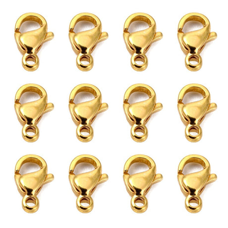 Karabin Lås - 24K Forgyldt Stål, 9x5x2,5mm, (100 Stk) - Uniq Perler - 0000010182