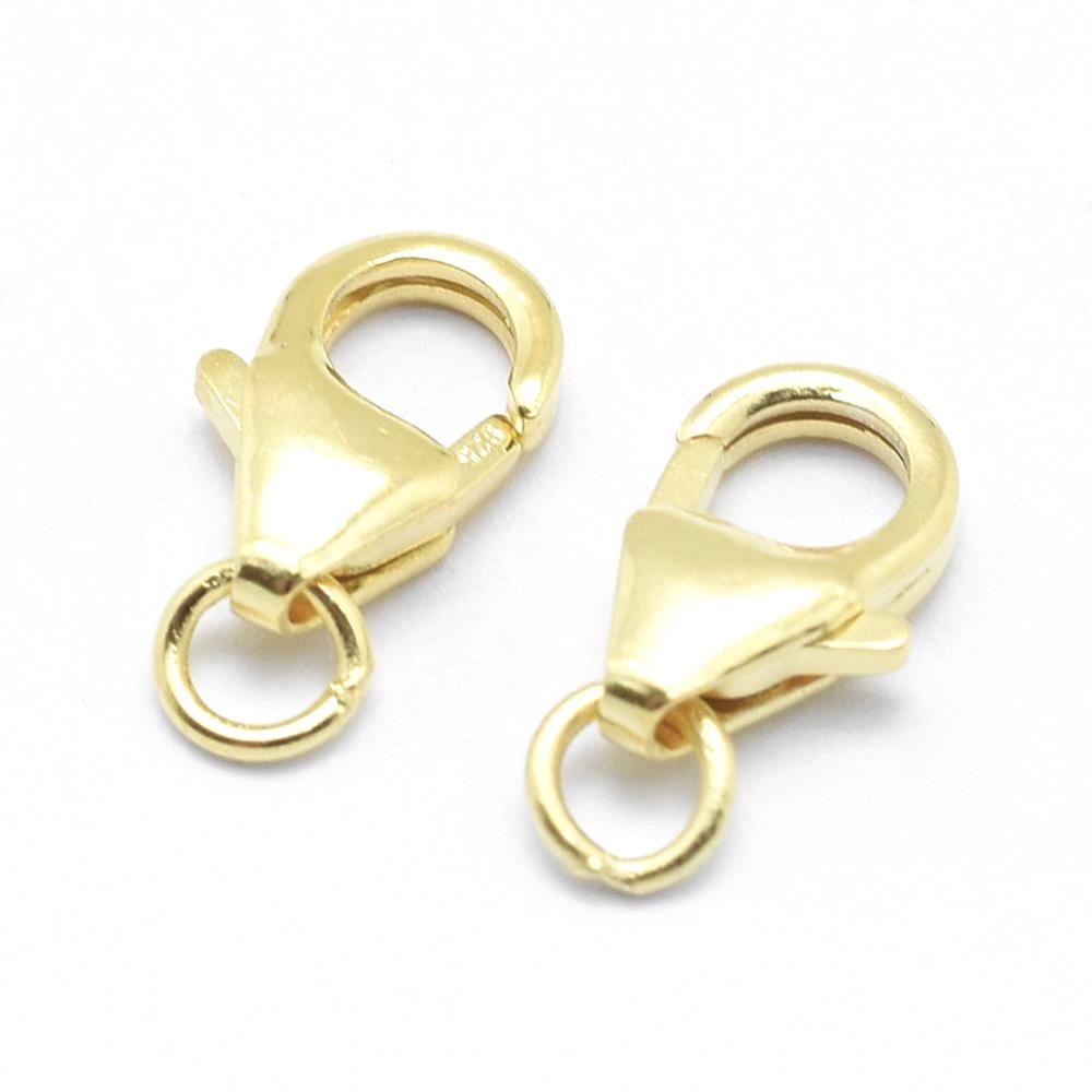 Karabin Lås Med O - Ring – Forgyldt Sterling Sølv 925 (9,5mm) - Uniq Perler - 134523