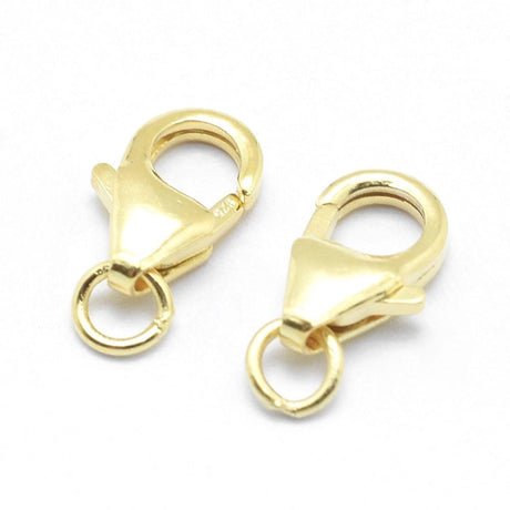 Karabin Lås Med O - Ring – Forgyldt Sterling Sølv 925 (9,5mm) - Uniq Perler - 134523