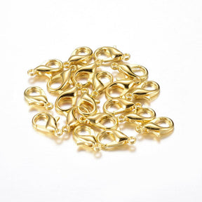 Carabiner clasp - 18K Gold-plated Brass (10x6mm, 10 pcs) - Uniq Perler - 144845