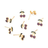 Kirsebær Ørestikkere Med Farvet Zirkonia Sten - Uniq Perler - 11610
