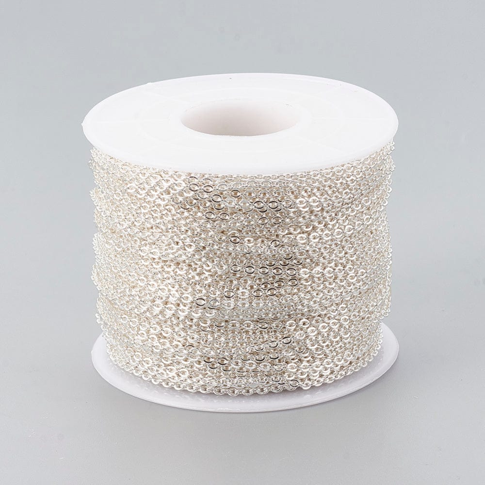 Klassisk Ankerkæde, Forsølvet Stål, (2x1,5x0,4mm) - Uniq Perler - 163735