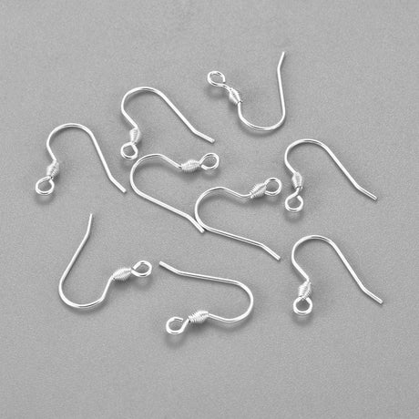 Klassisk Ørekroge, Forsølvet Stål, (5 Par) - Uniq Perler - 114250