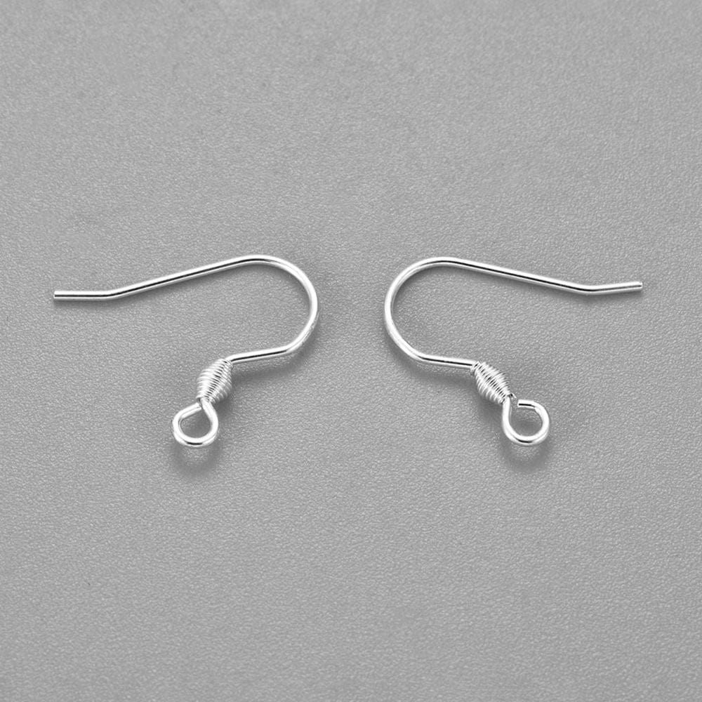 Klassisk Ørekroge, Forsølvet Stål, (5 Par) - Uniq Perler - 114250