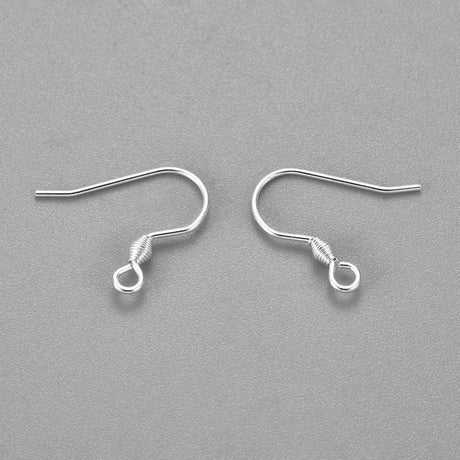 Klassisk Ørekroge, Forsølvet Stål, (5 Par) - Uniq Perler - 114250