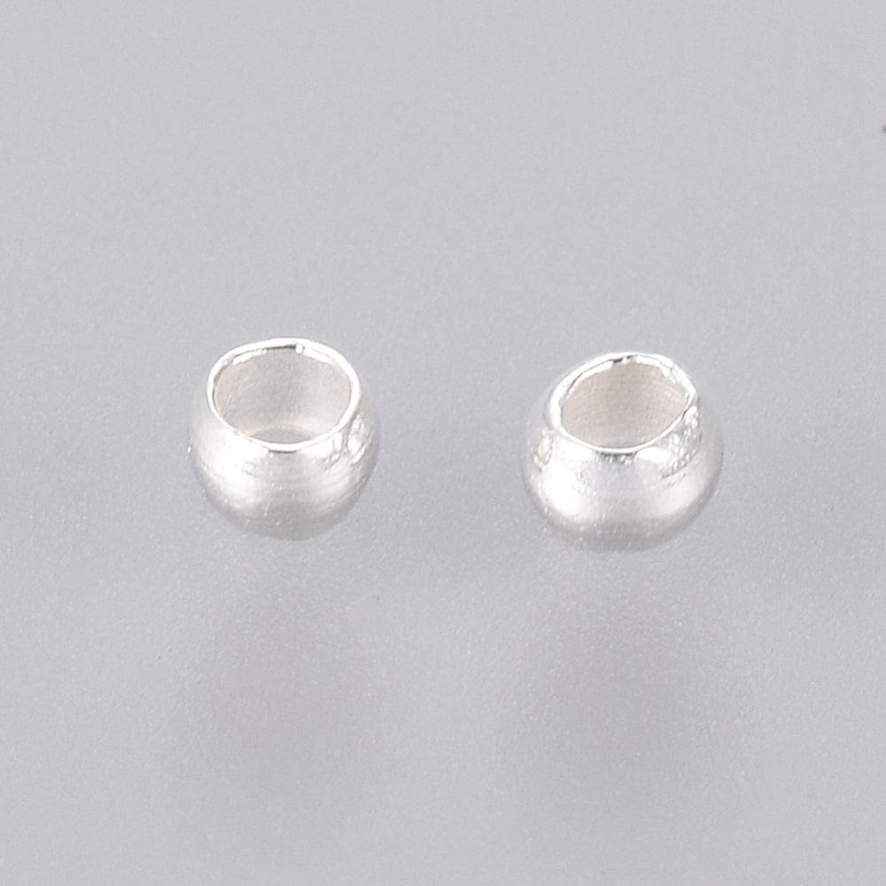 Klemmeperler, Forsølvet - (2mm, 50 Stk) - Uniq Perler - 0000009281