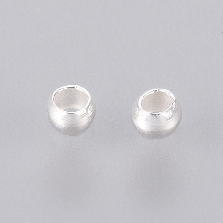 Klemmeperler, Forsølvet - (2mm, 50 Stk) - Uniq Perler - 0000009281