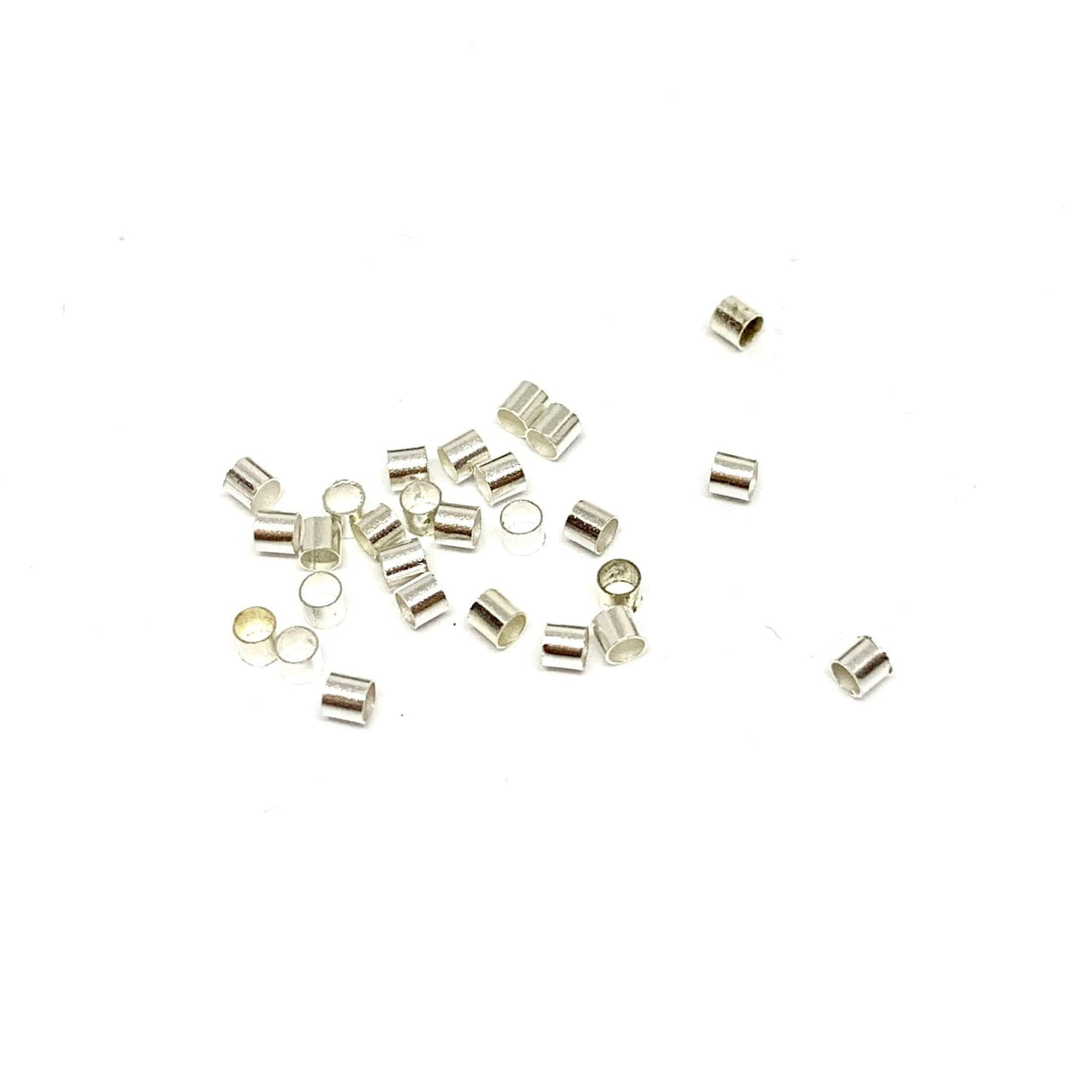 Klemmeperler - Forsølvet Messing (2x3mm, ca. 25 stk) - Uniq Perler - 0000000715