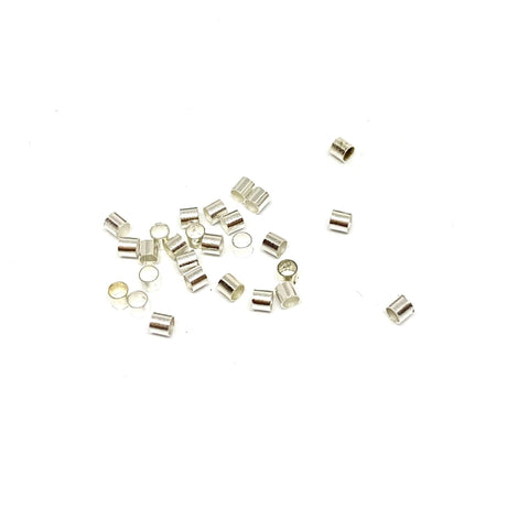 Klemmeperler - Forsølvet Messing (2x3mm, ca. 25 stk) - Uniq Perler - 0000000715