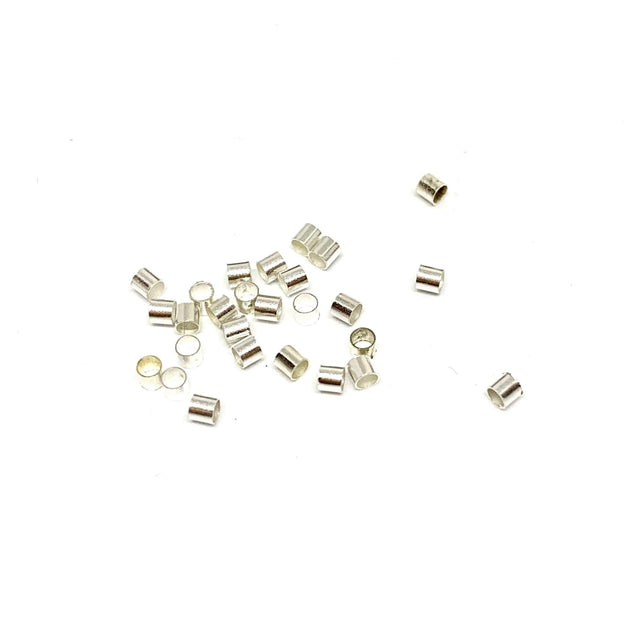 Klemmeperler - Forsølvet Messing (2x3mm, ca. 25 stk) - Uniq Perler - 0000000715