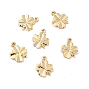 Clover Pendant, Long-lasting Gold plating, (11x9x1mm,) 8 pcs - Uniq Perler - 0000013721