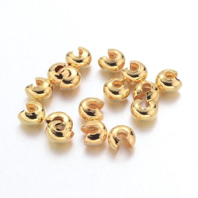 Crimp beads cover – Gold-plated (3x2mm), 25 pcs - Uniq Perler - 00034384