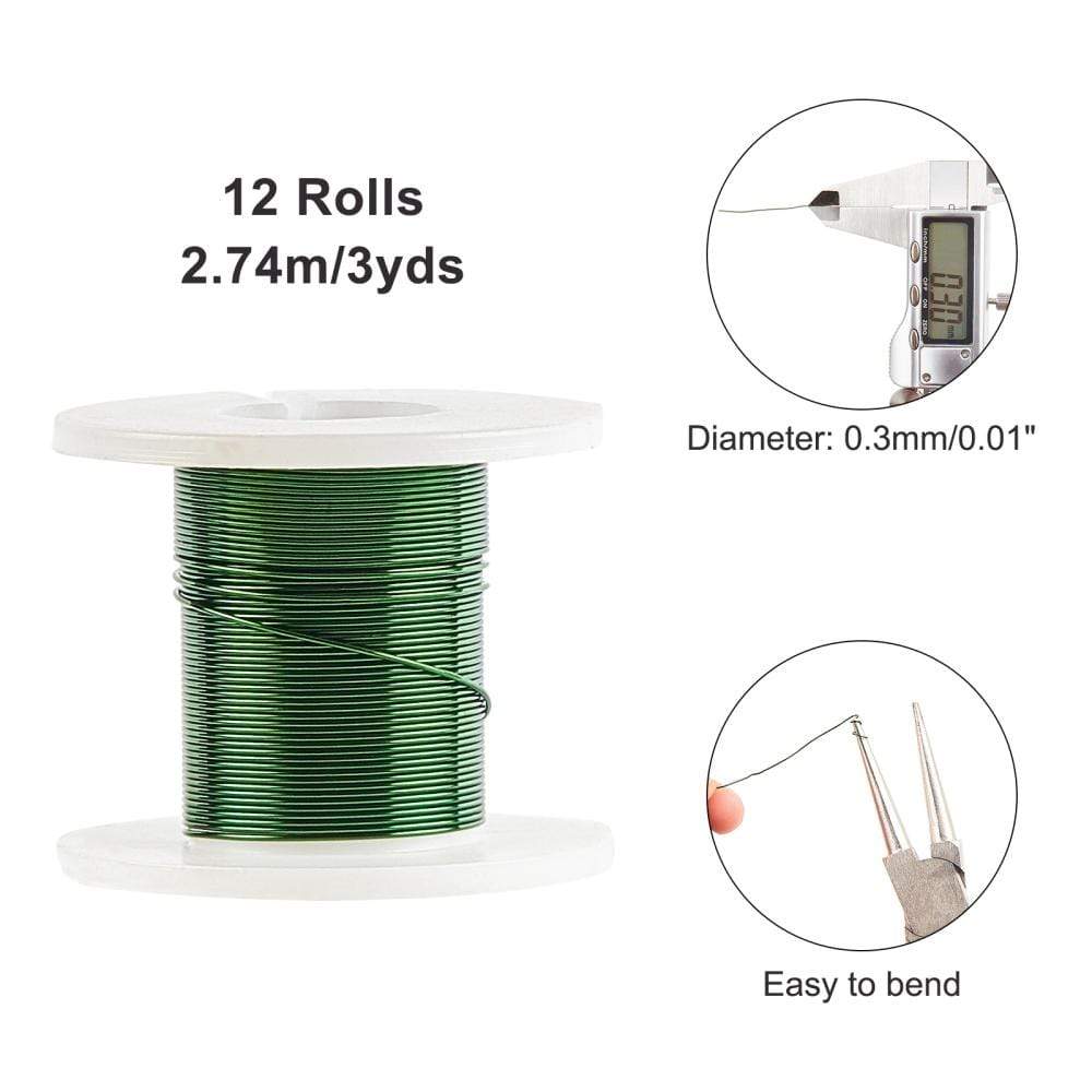 Kobber Wire – Farve Mix (0,3mm, 12 Ruller) - Uniq Perler - 709397