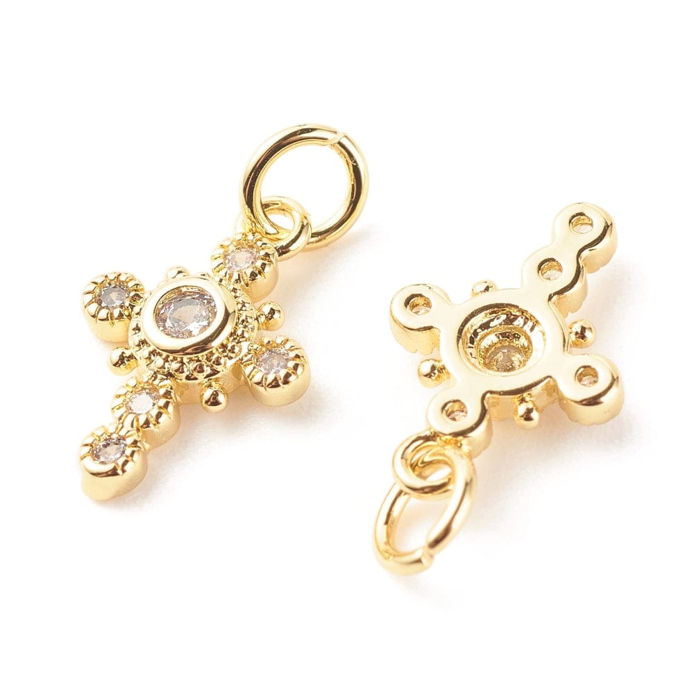 Kors Vedhæng Med Zirkonia Sten, 18K Forgyldt, (18x9,5mm) - Uniq Perler - 0000011145, 282046945679916343714846