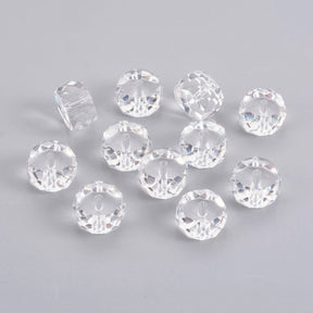 Kristallperle, klar, facettiert, 12x7,5mm, 10 Stück - Uniq Perler - 0000013557